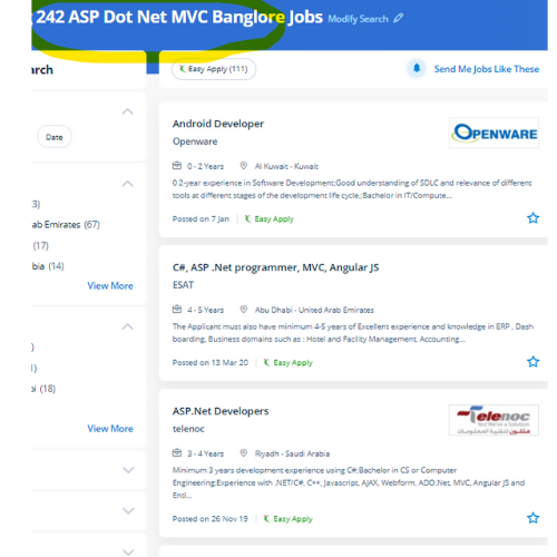 ASP.NET MVC internship jobs in Sarawak