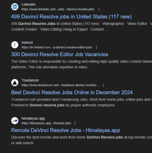 Davinci Resolve internship jobs in Subang Jaya