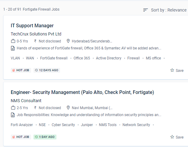 Fortinet Firewall internship jobs in Perak